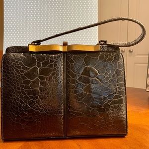 Vintage black alligator handbag